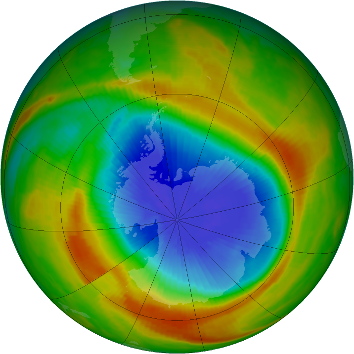 Antarctic ozone map for 23 October 1983